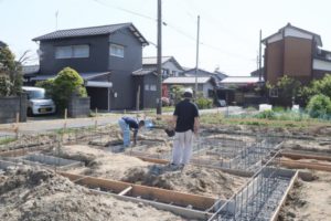 「低炭素住宅WAKURAS平屋仕様」巻の家、基礎配筋検査実施しました。