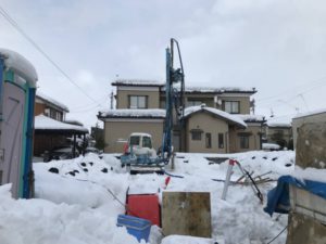 江南区亀田東町の平屋新築工事での地盤改良