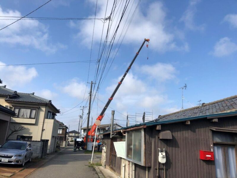 西区　大野町　新築　建方　クレーン車